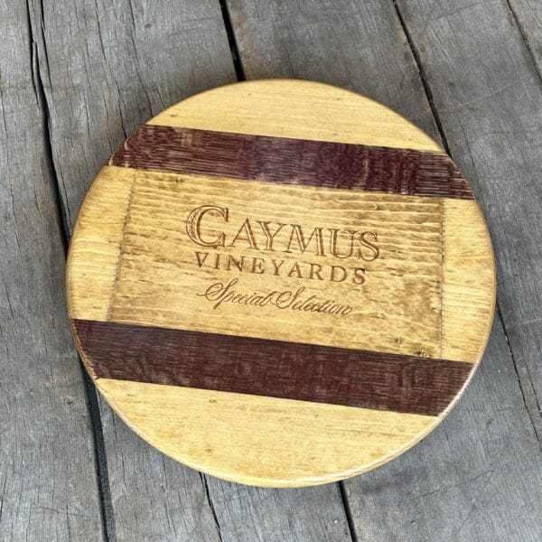 Caymus Crate Lazy Susan with Wine Barrel Inlay