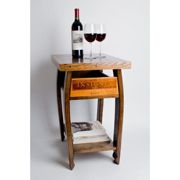 Wine Stave Side Table with Crate Drawer
