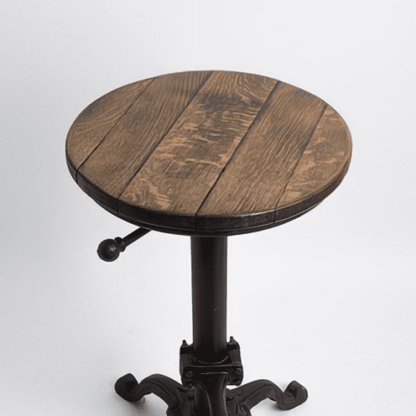 Wine Barrel Adjustable Stool -Dark Walnut Finish