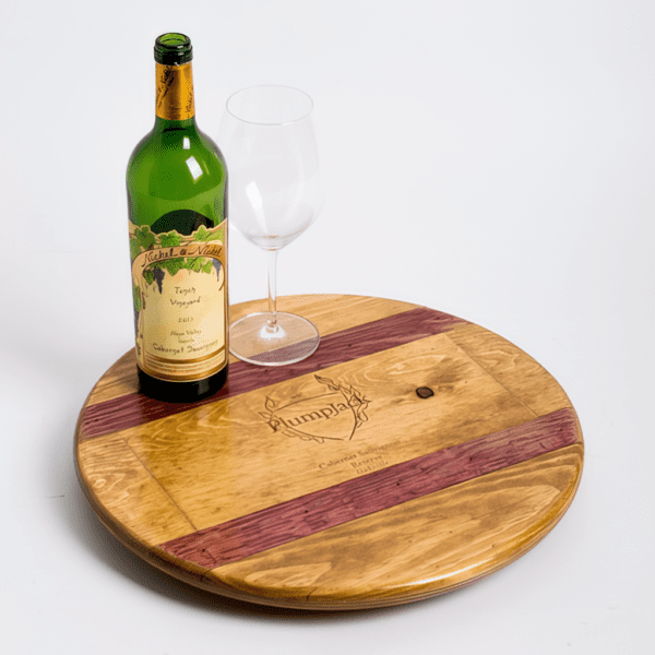 Plumpjack Crate Lazy Susan with Wine Barrel Inlay