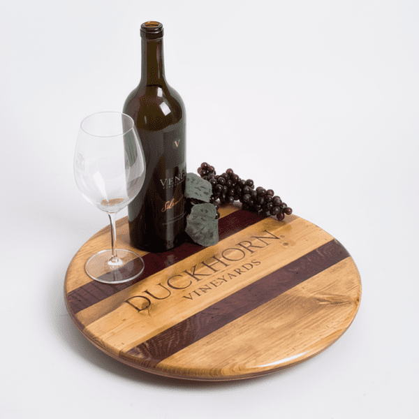 Duckhorn Crate Lazy Susan with Wine Barrel Inlay