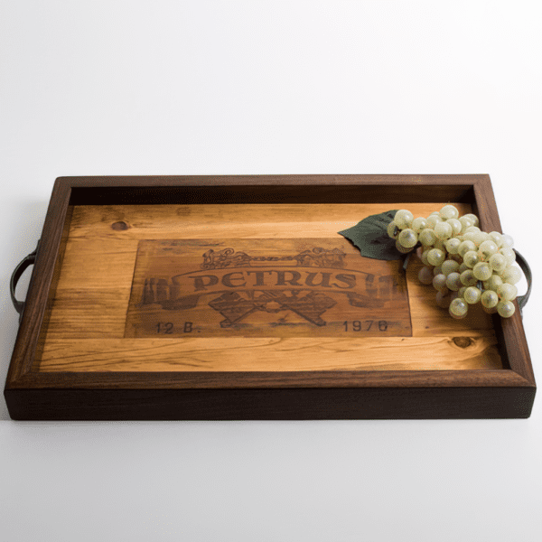 Petrus Wine Crate Tray with Walnut Trim