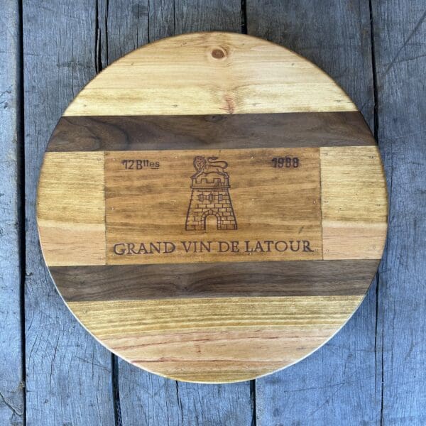 Grand Vin De Latour Crate Lazy Susan, 20", Walnut Inlay