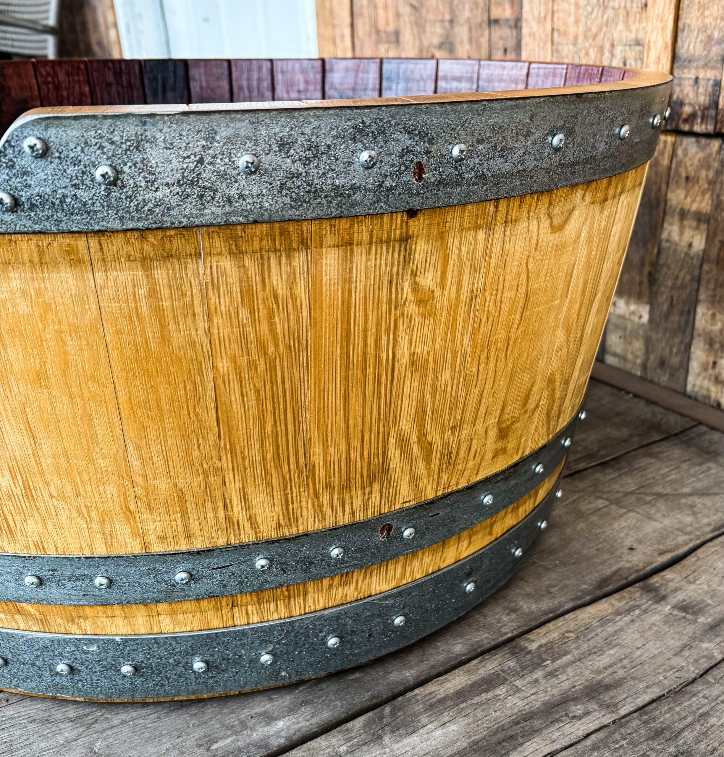 Wine Barrel Dog Bed -Turquoise Cushion - Image 9