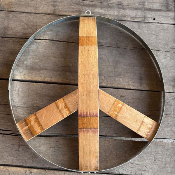 Napa Valley Wine Barrel Peace Sign -Natural