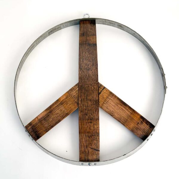Napa Valley Wine Barrel Peace Sign -Dark Stain