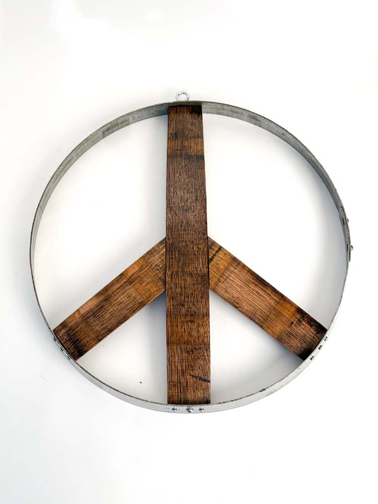 Napa Valley Wine Barrel Peace Sign -Dark Stain