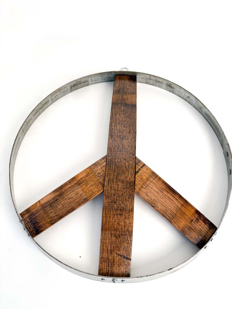 Napa Valley Wine Barrel Peace Sign -Dark Stain - Image 4