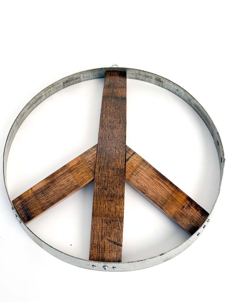 Napa Valley Wine Barrel Peace Sign -Dark Stain - Image 5