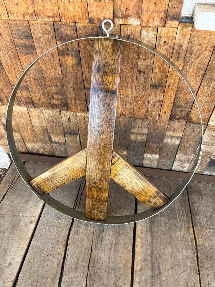 Napa Valley Wine Barrel Peace Sign -Dark Stain - Image 6