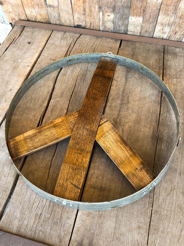 Napa Valley Wine Barrel Peace Sign -Dark Stain - Image 7