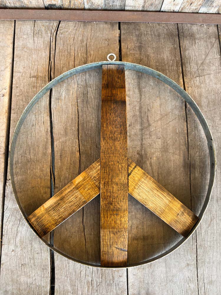 Napa Valley Wine Barrel Peace Sign -Dark Stain - Image 8