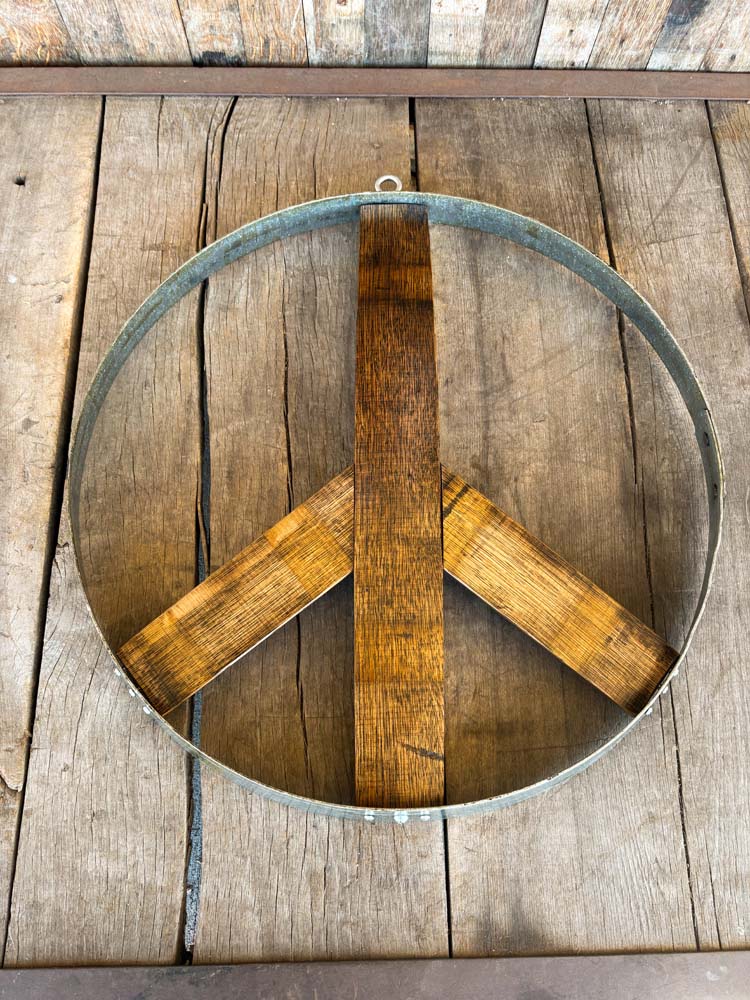 Napa Valley Wine Barrel Peace Sign -Dark Stain - Image 11