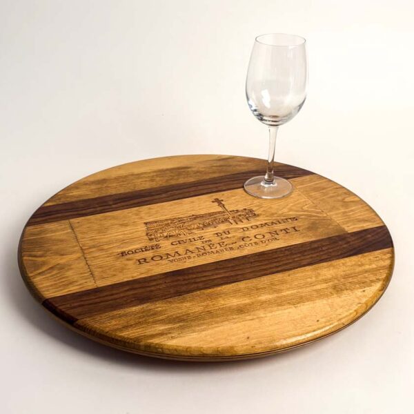 Large Domaine Romanee-Conti Crate Lazy Susan with Walnut Inlay