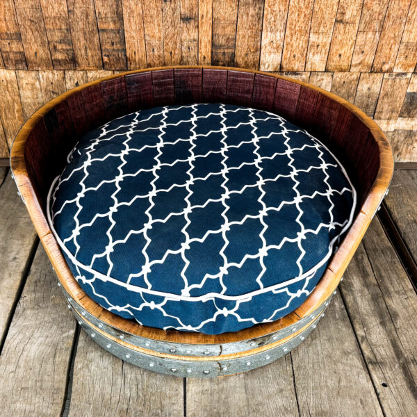 Wine Barrel Dog Bed -Blue Link