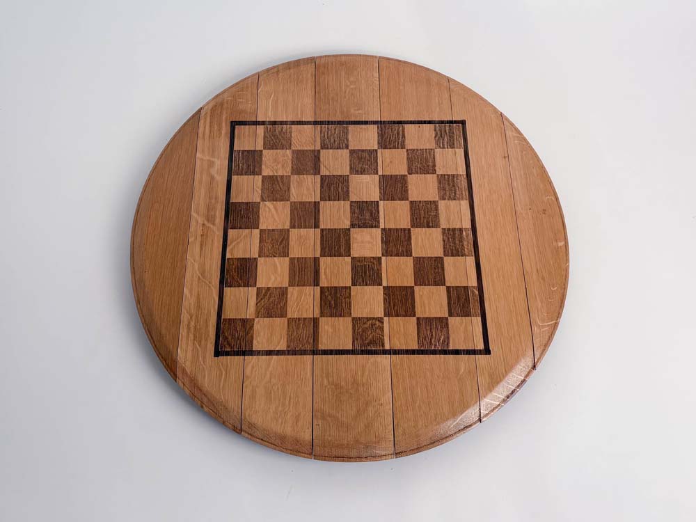 Barrel Top Chess Board, Natural Finish