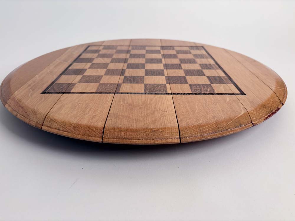 Barrel Top Chess Board, Natural Finish - Image 2
